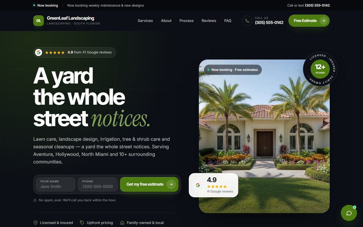 GreenLeaf Landscaping website preview