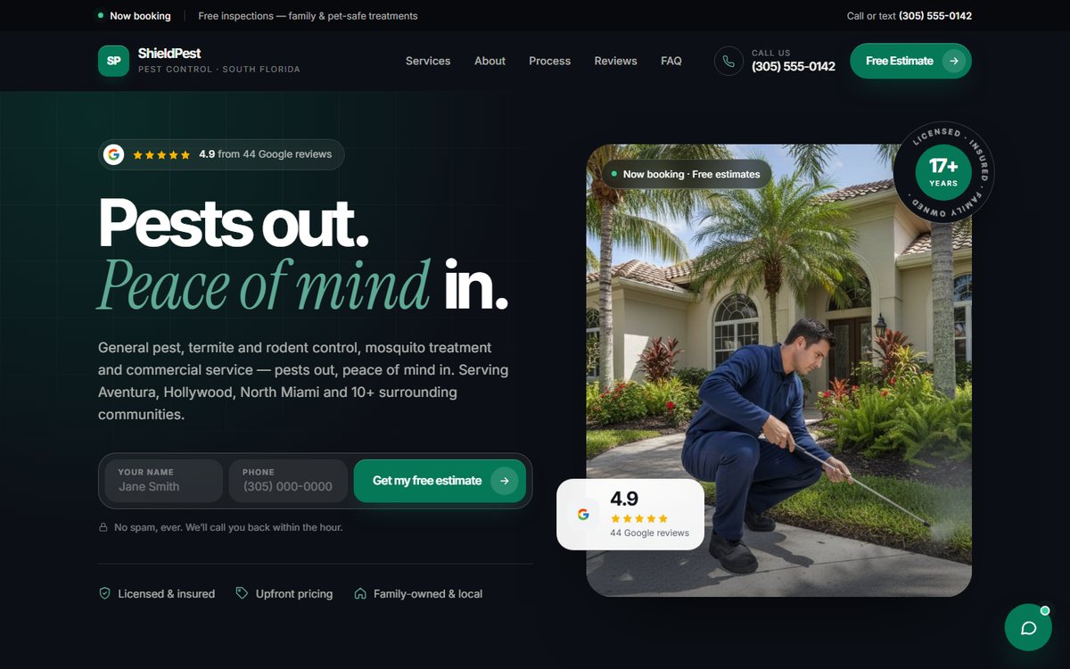 ShieldPest website preview