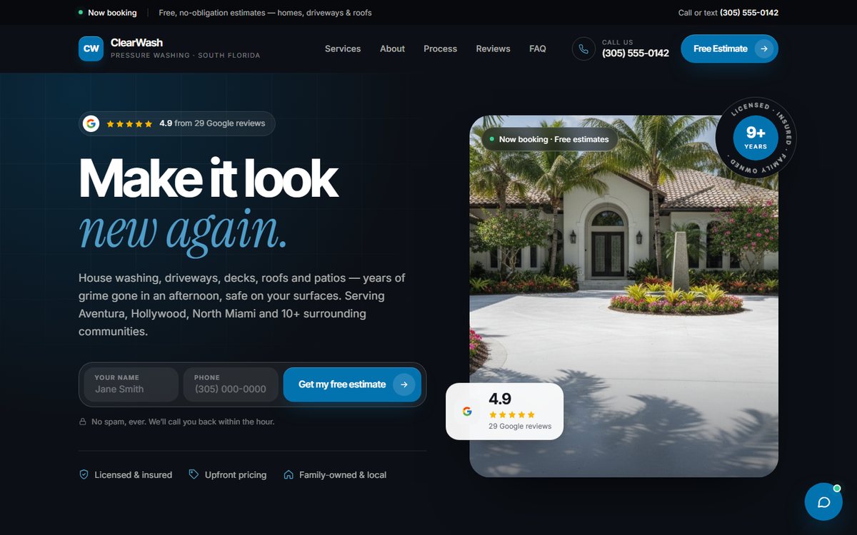 ClearWash website preview