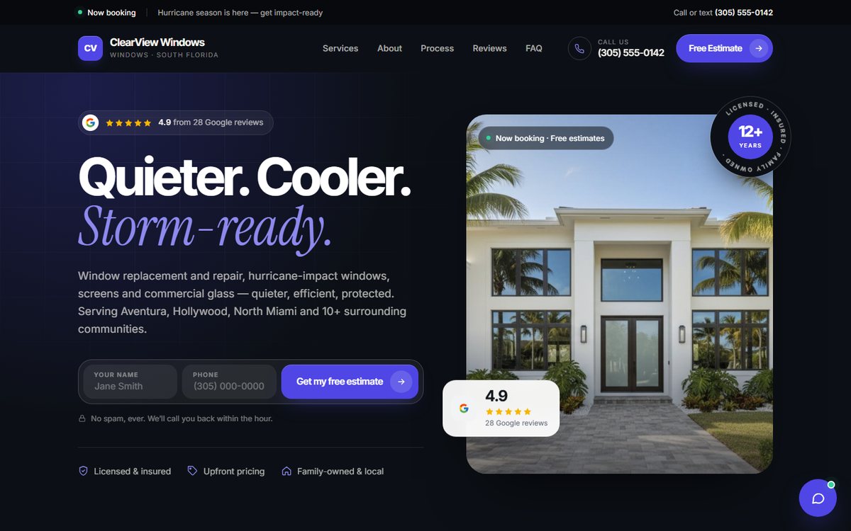 ClearView Windows website preview