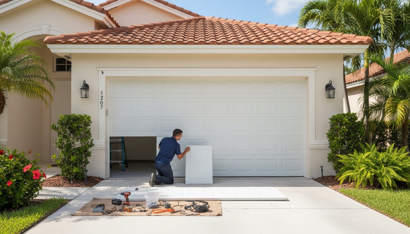 Anchor Garage Doors technician at work in a South Florida home