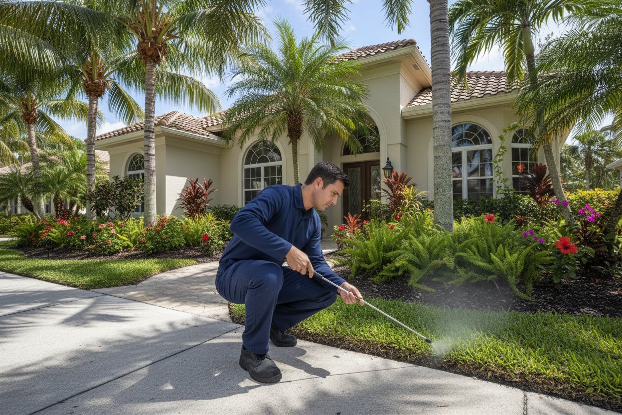 ShieldPest technician at work in a South Florida home