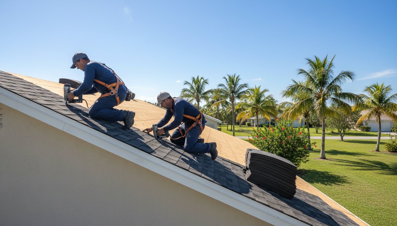 Peak Roofing technician at work in a South Florida home